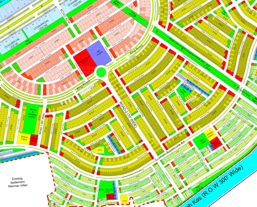 Margalla Enclave master plan, South sector: 10 Marla streets