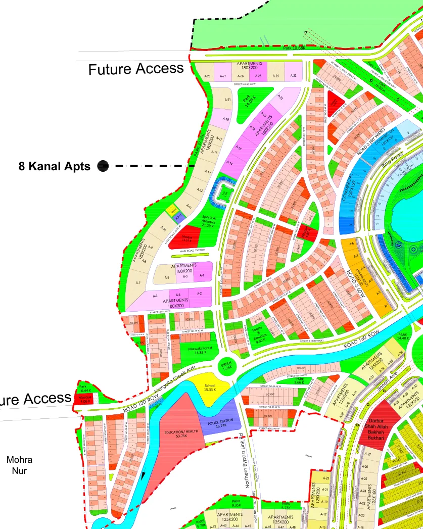 Margalla Enclave master plan, West sector: 1 Kanal streets