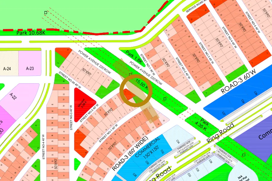 Street 2 in the North-East sector on the Margalla Enclave master plan, marked with a ring