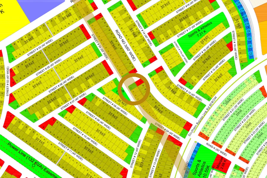 Street 4 in the South-East sector on the Margalla Enclave master plan, marked with a ring