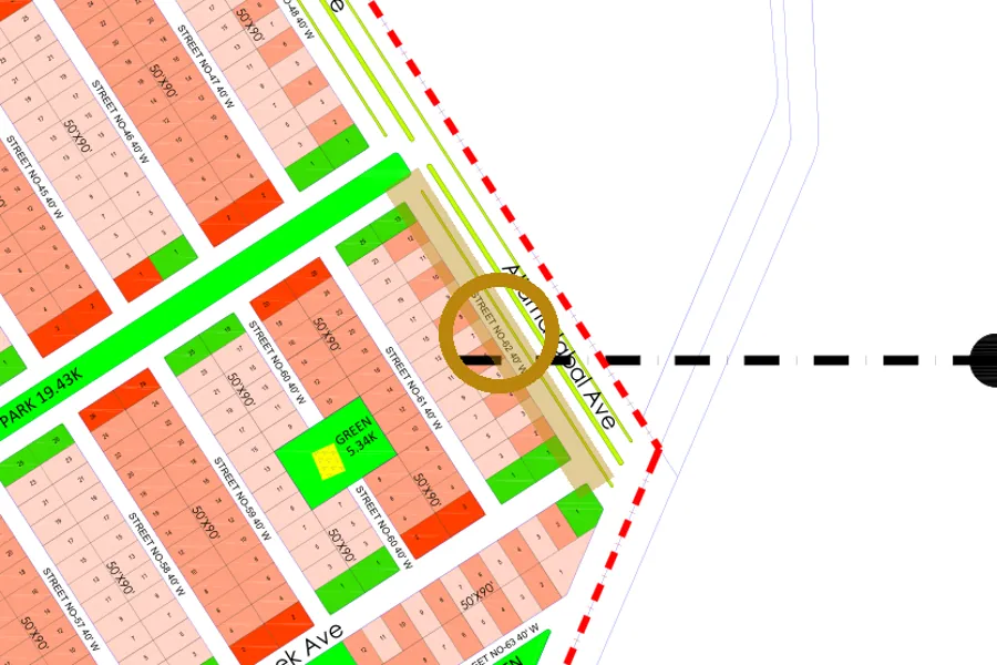 Street 62 in the North-East sector on the Margalla Enclave master plan, marked with a ring